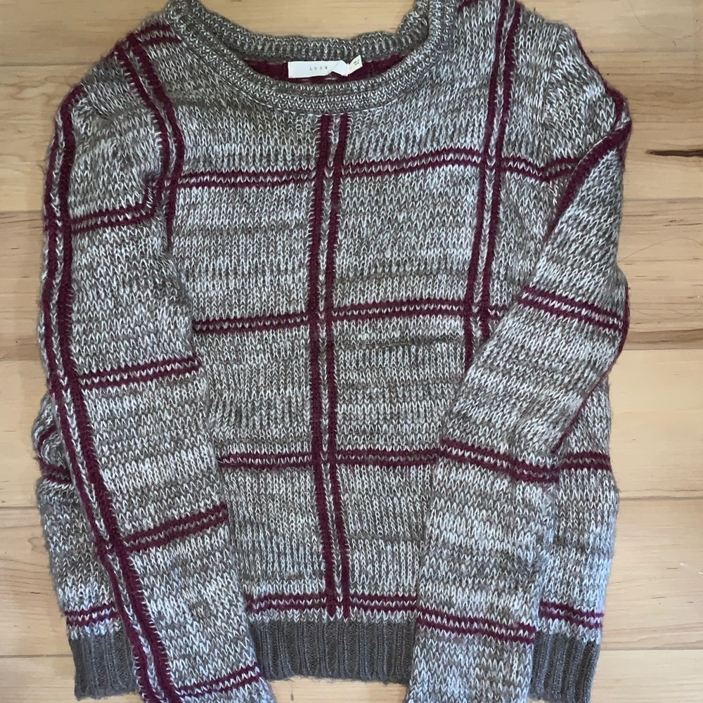 LUSH Marled Plaid Sweater Size Small